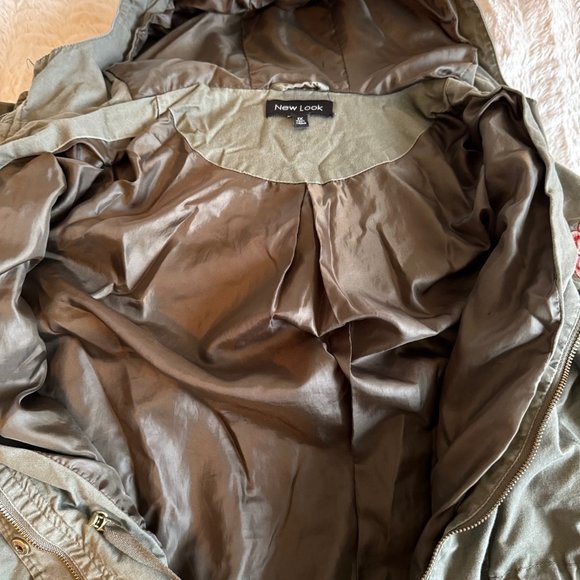 Hooded Khaki Green Women's 1X field jacket embroidery sleeve Large - Picture 5 of 8
